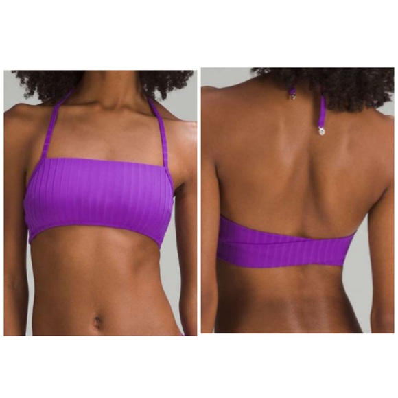 lululemon athletica Other - Lululemon Ribbed Halter BIKINI Swim Top‎ A/B Cups Atomic Purple size 8 NWT